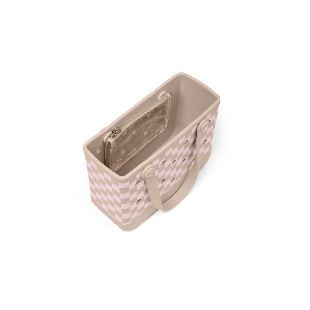 Bitty Bogg Bag - Checkered Linen\/ Pink Marshmallow