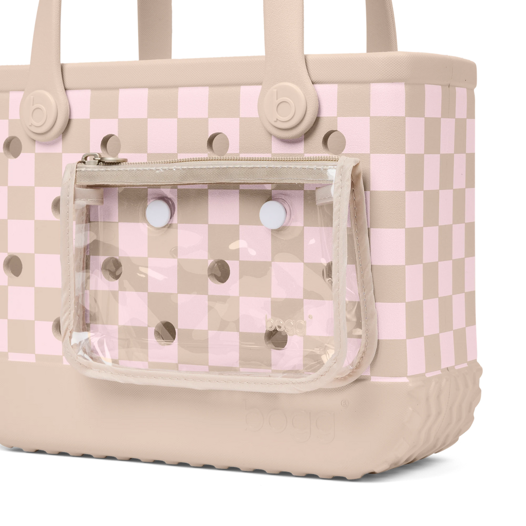 Bitty Bogg Bag - Checkered Linen\/ Pink Marshmallow