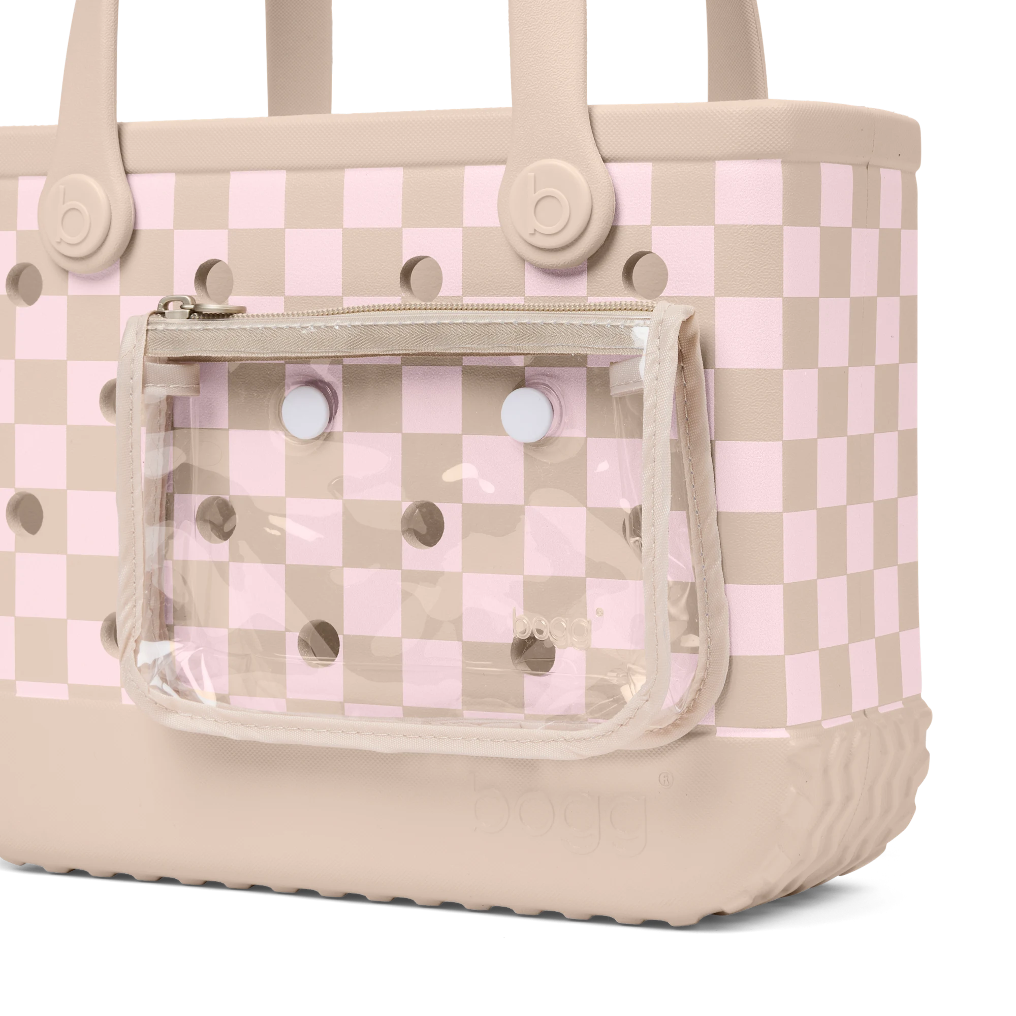 Bitty Bogg Bag - Checkered Linen\/ Pink Marshmallow